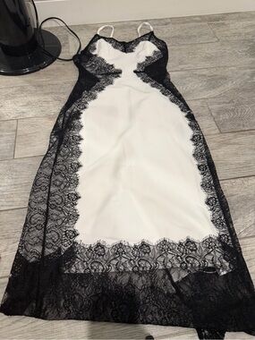 Black & White Strapless Lace Slip Dress